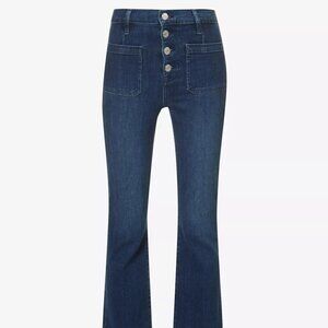 Frame Denim Dark Wash Le Bardot Crop Mid Rise Flare Size 34